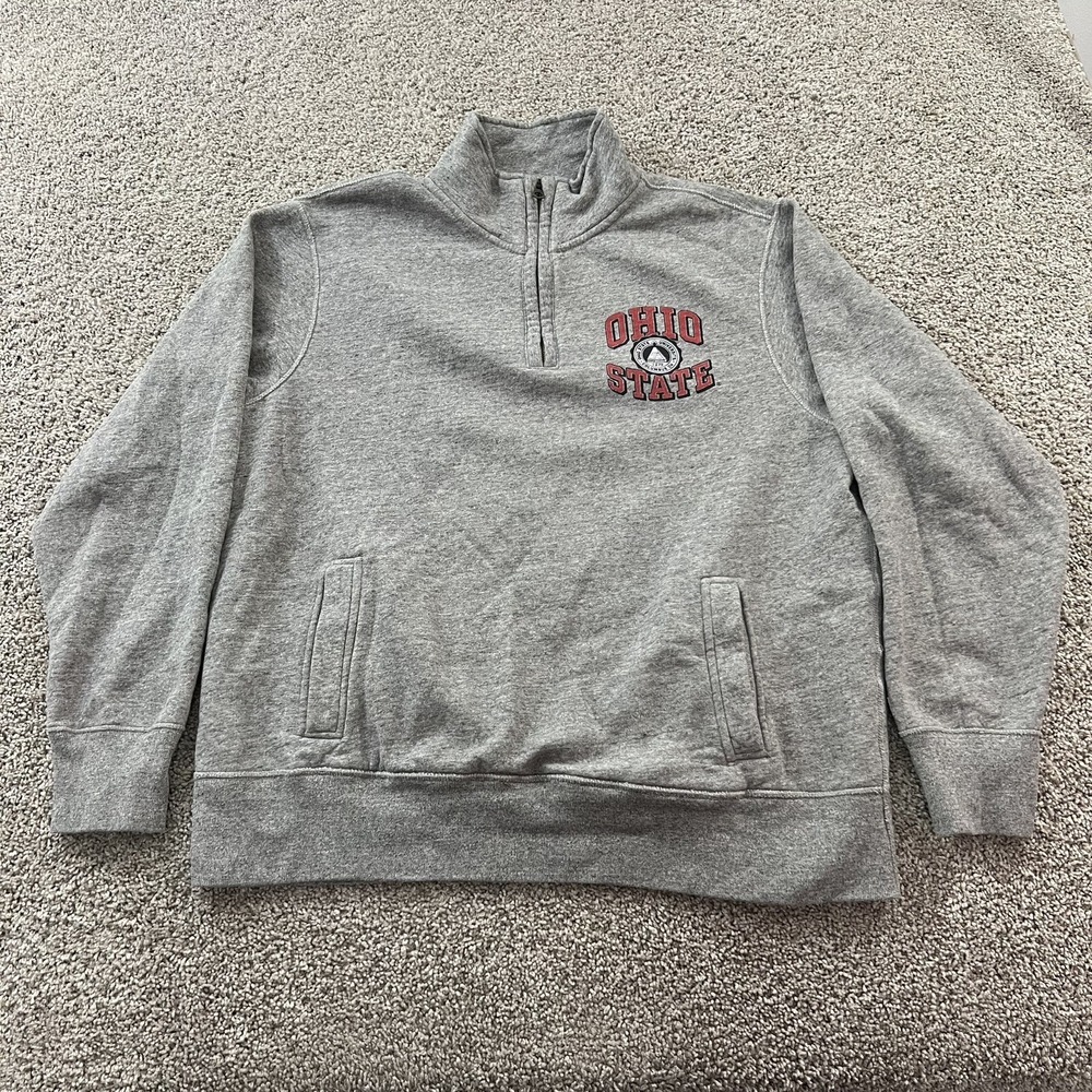 Ohio State‎ Buckeyes Sweater Mens XL Gray 1/4 Zip College Football Streetwear